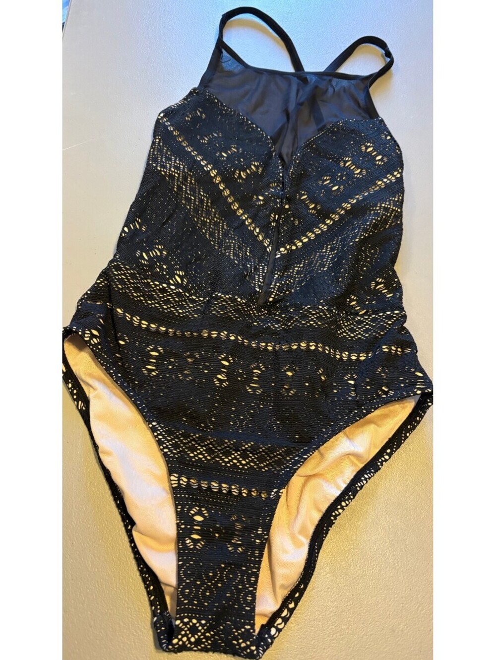 Black Lace One Piece Swimsuit Size 6